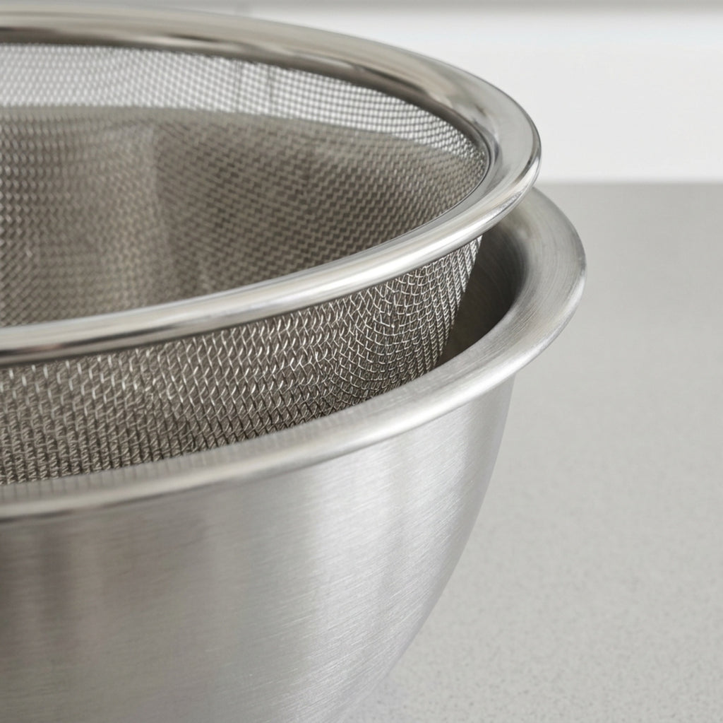 Modusly Bowlrest Stainless Mesh Draining Basket with Catch Bowl 10 in - Detail view