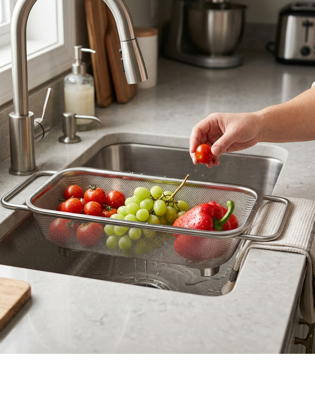 Modusly Over Sink Stainless Mesh Draining Basket 14 Inch