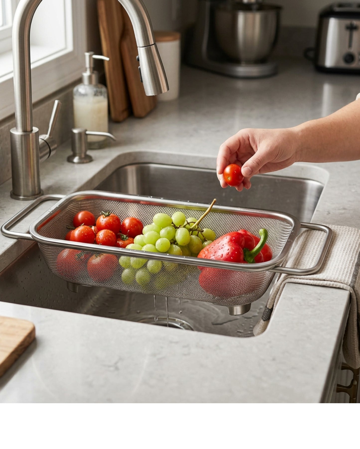 Modusly Over Sink Stainless Mesh Draining Basket 14 Inch