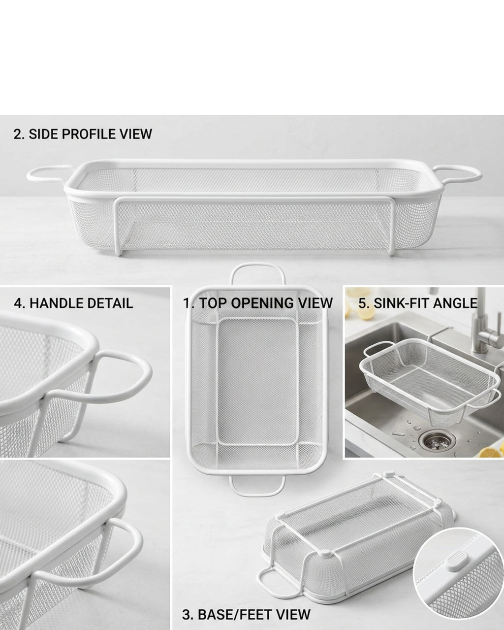 Modusly Over Sink Stainless Mesh Draining Basket 14 Inch
