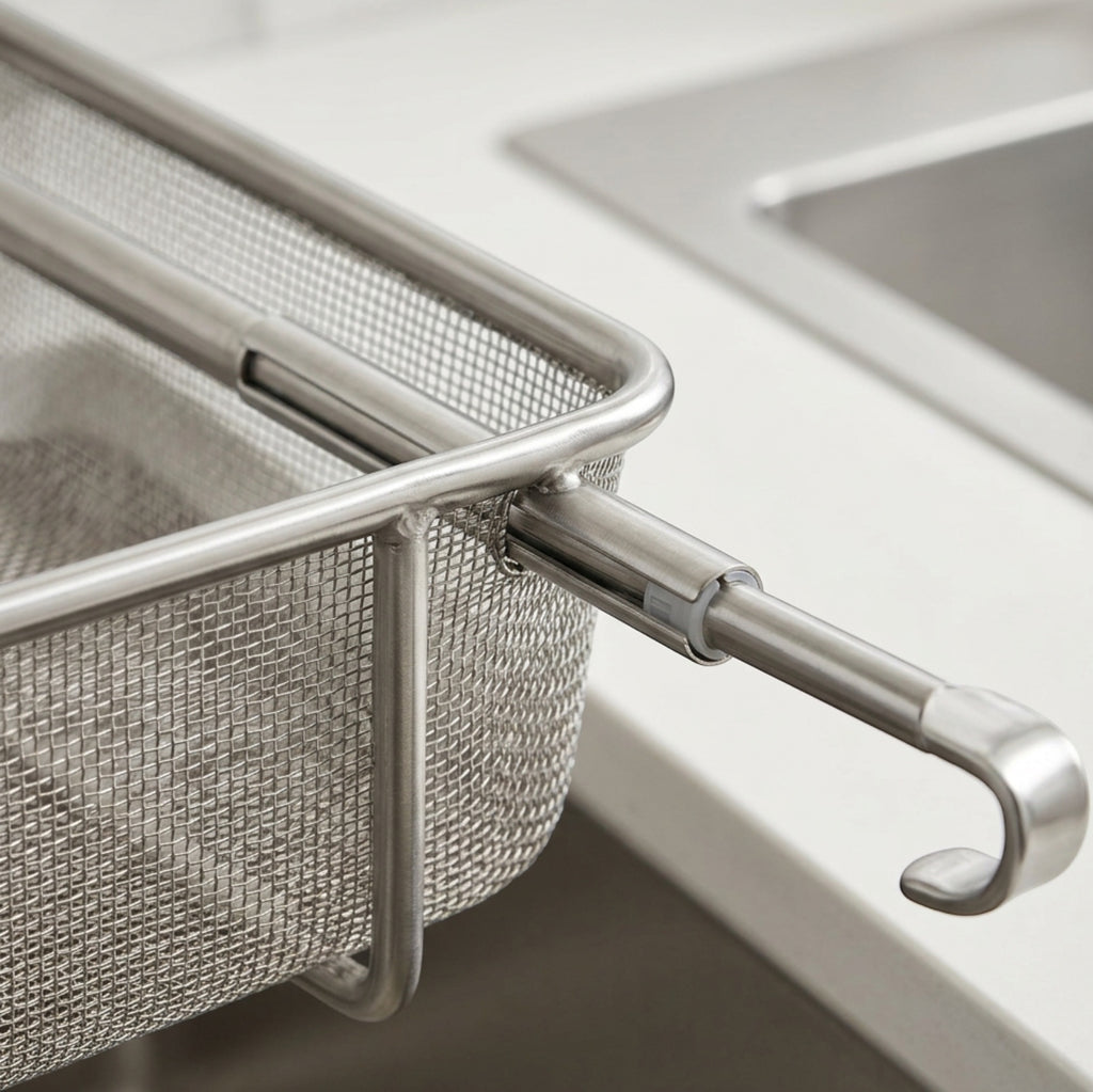 Modusly Spanbridge Expandable Stainless Mesh Over-Sink Basket 15 in - Detail view