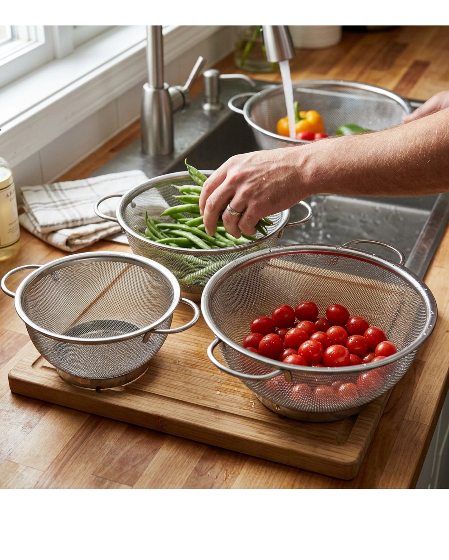 Modusly Stainless Steel Mesh Strainer Basket Set 3 Pack